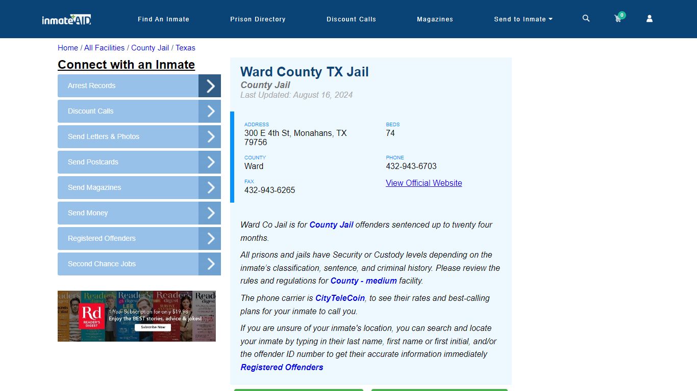 Ward County TX Jail - Inmate Locator